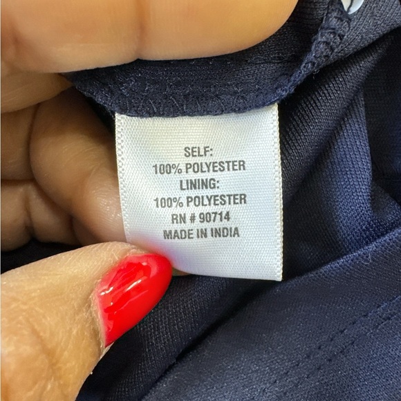 MSK Petite Navy Blue Polka Dot Tie Waist Dress Size 4P - Picture 7 of 9